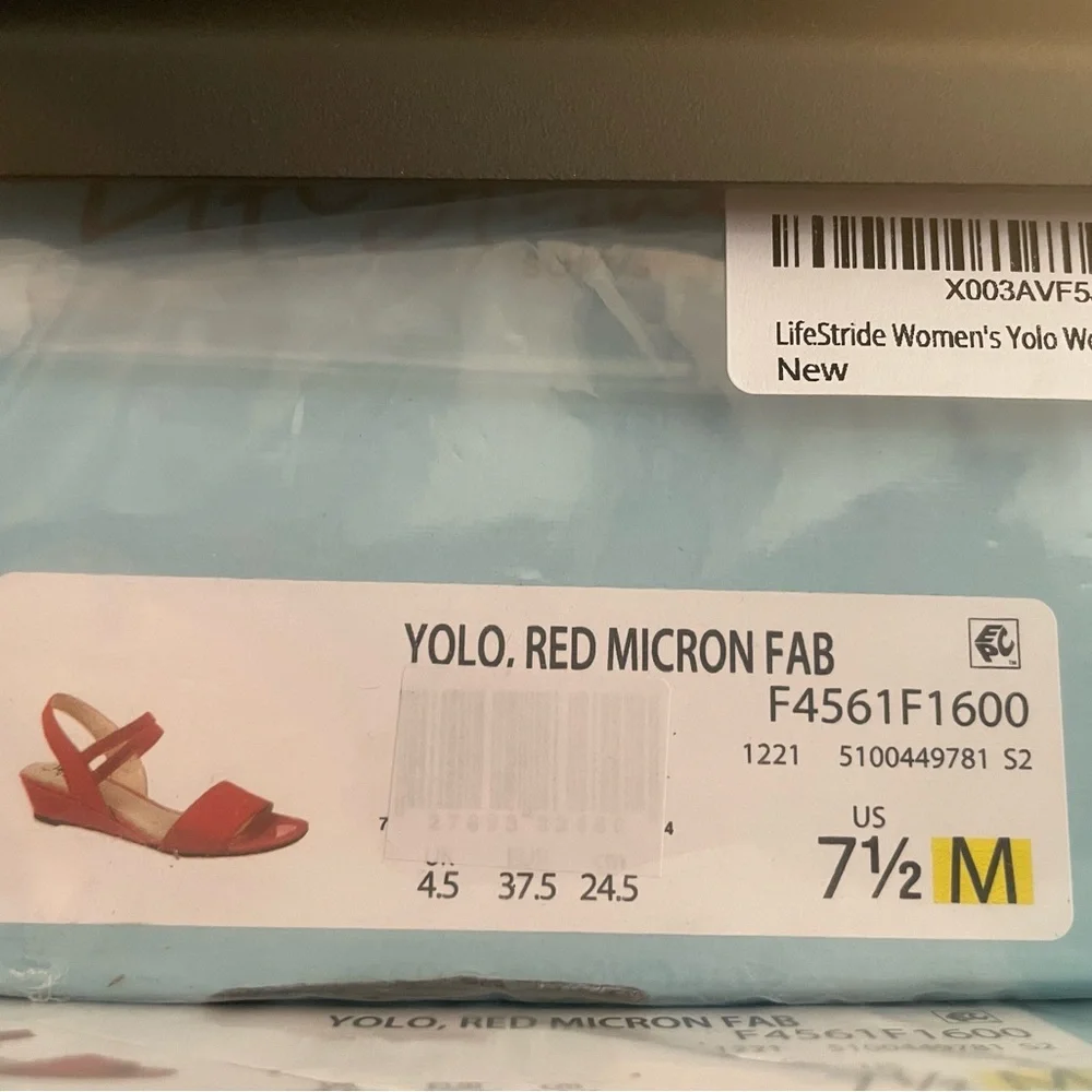 Life Stride Soft System Yolo Wedge Sandals Red, Size 7.5 - Picture 2 of 9